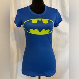 Under Armour blue Batman DC Comics graphic activewear shirt size XS